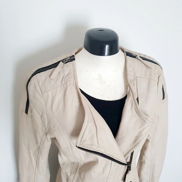 Veste en cuir 34 AJC couleur crème - photo numéro 9