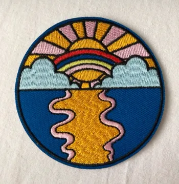 Ecusson patch brodé soleil mer