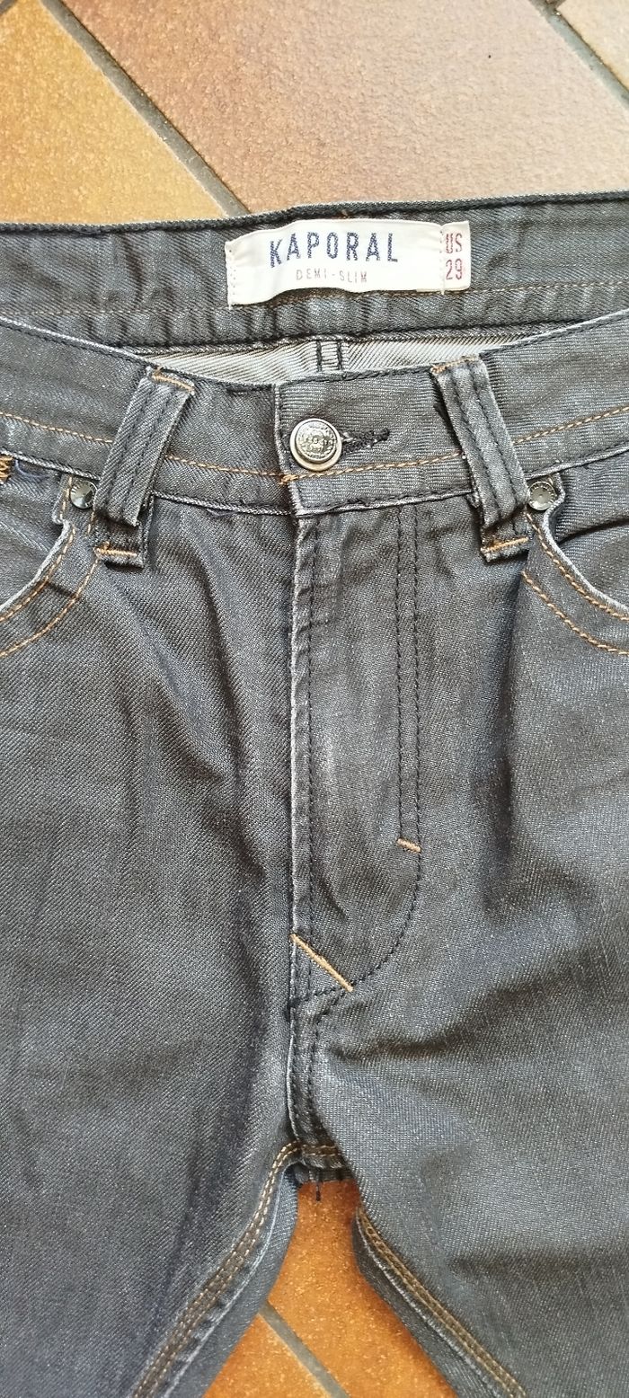 Jean Kaporal W29 Demi-slim gris foncé ciré Très Bon État - photo numéro 5