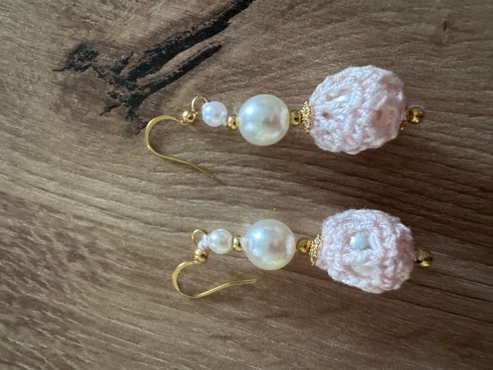 Boucles d’oreilles crochet & perles faites main - photo numéro 4