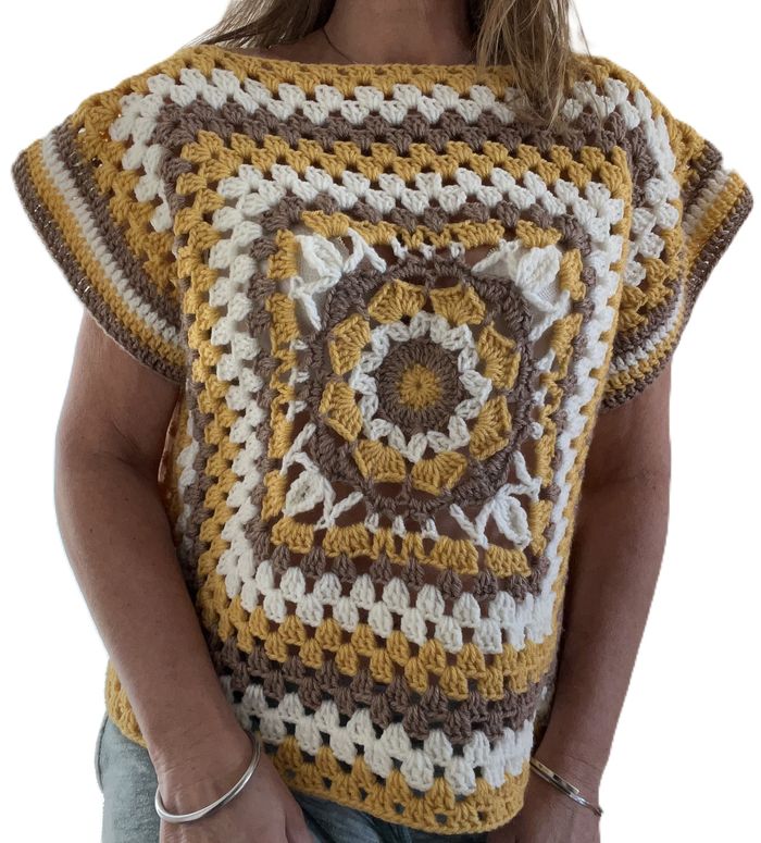 pull crochet manches courtes bohème - photo numéro 5