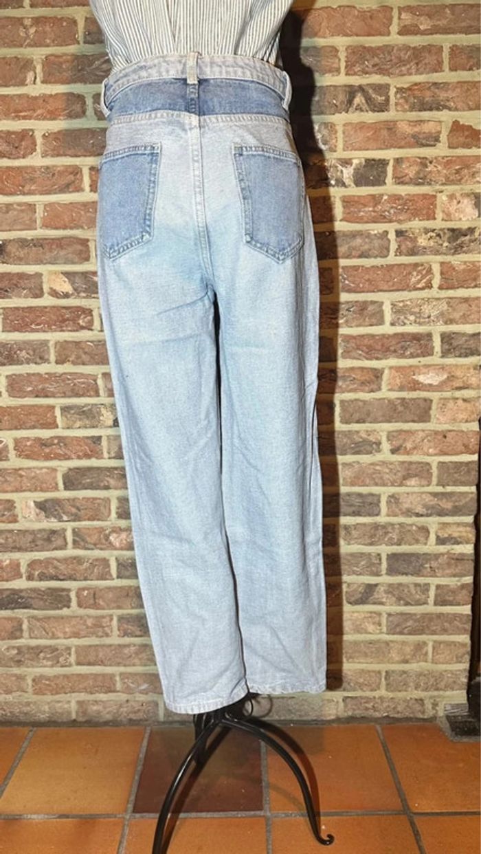 Jeans Taille Haute bleu bicolore Shein Taille XS /34 - photo numéro 8