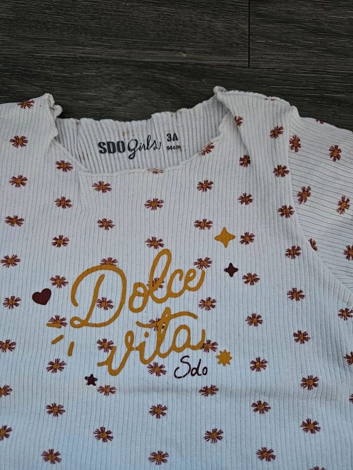 Ensemble tee-shirt côtelé et legging pailleté taille 3 ans - photo numéro 2