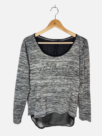 Pull Léger Bréal Noir & Gris Manches Longues - Taille M - Zip au Dos