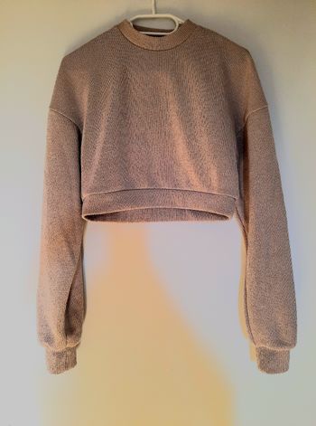 Pull beige/marron court petite maille