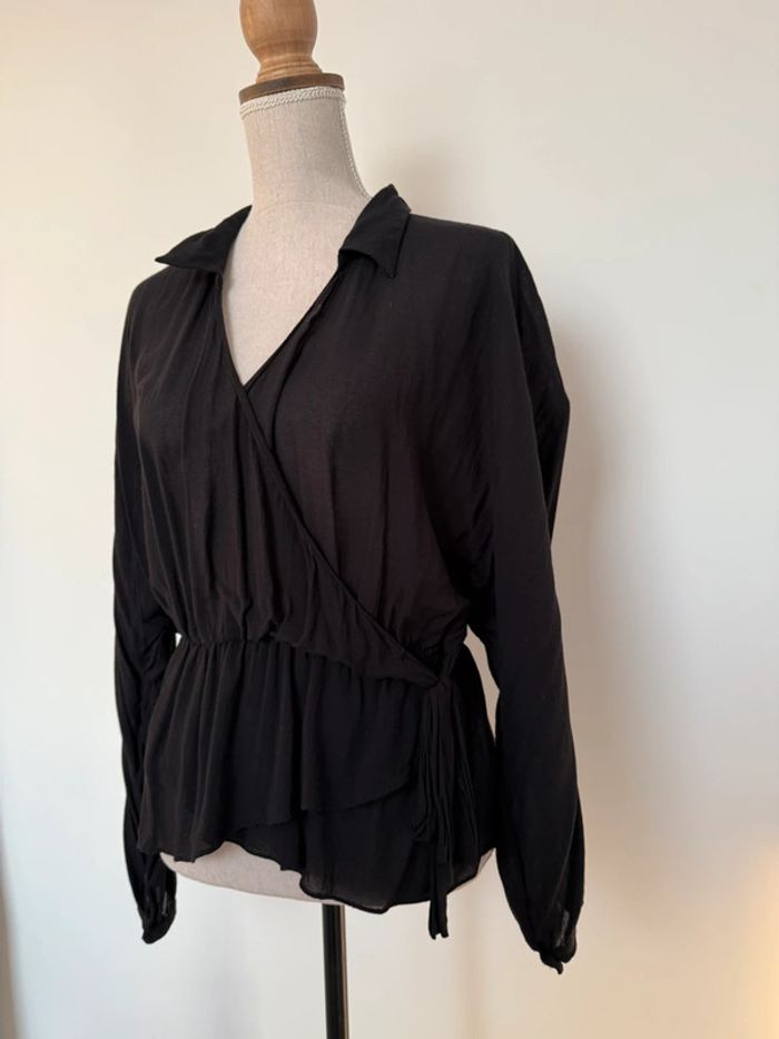 Chemise blouse camicetta Camisa blusa shirt camicia overhemd Folder manches noir femme longue - photo numéro 4