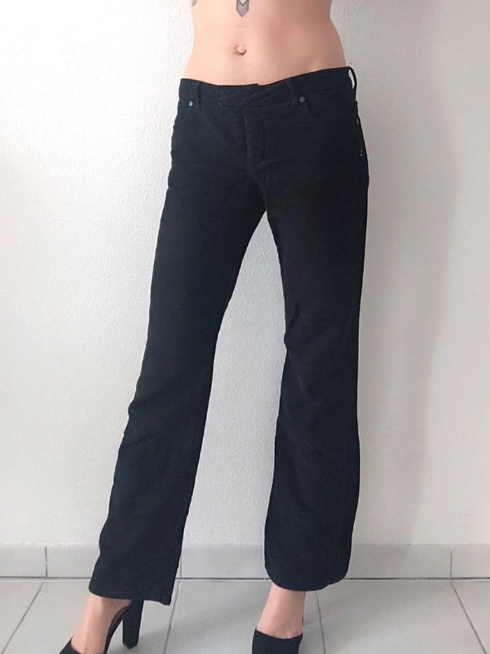 Pantalon droit évasé noir velours y2k 🇮🇹 Jean-Paul Gaultier - 40/L à 42/XL