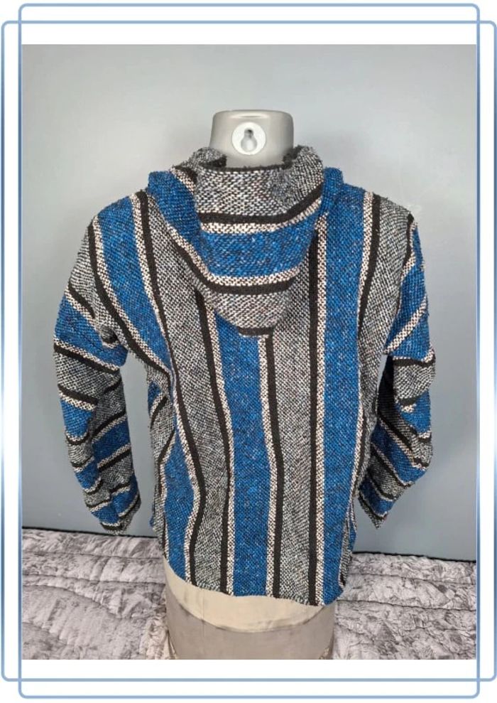 sweat a capuche / Hoodie/baja/poncho mexicain - taille M - homme - multicolore / fait main (313) - photo numéro 4