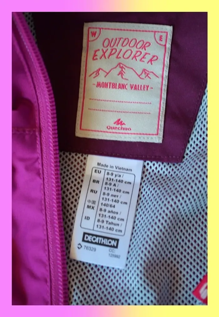 Veste coupe-vent Decathlon 8 ans fuchsia très bon état - photo numéro 7