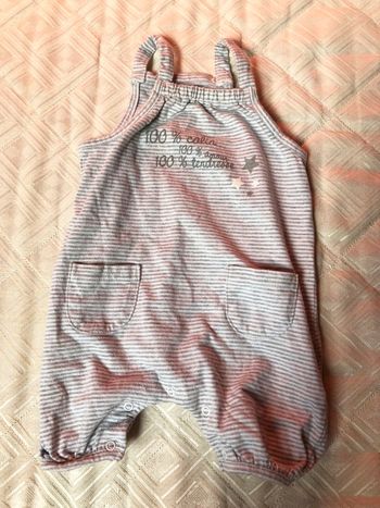 Salopette short rayée blanc et gris TAO