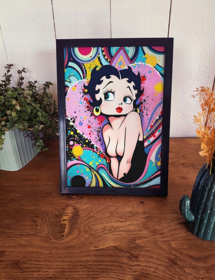 Poster Affiche A4 (21 × 29,7 cm) pop art coloré – Déco murale Inspirée de Betty Boop