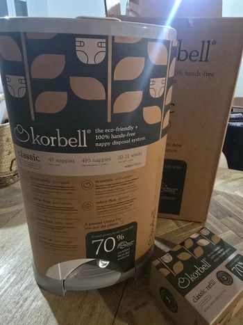 Korbell - Poubelle à couches 16 L mains-libres et écologique + 1 recharge