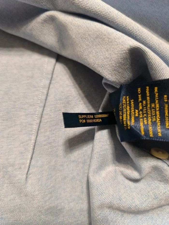 Chemise Manches longues - Custom Fit - Ralph Lauren - Logo brodé premium - Bleu clair - Taille M - photo numéro 11