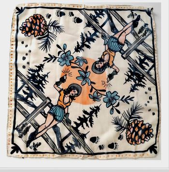 Foulard style rétro vintage pin up rockabilly cow girl aux couleurs d'automne 45x45cm