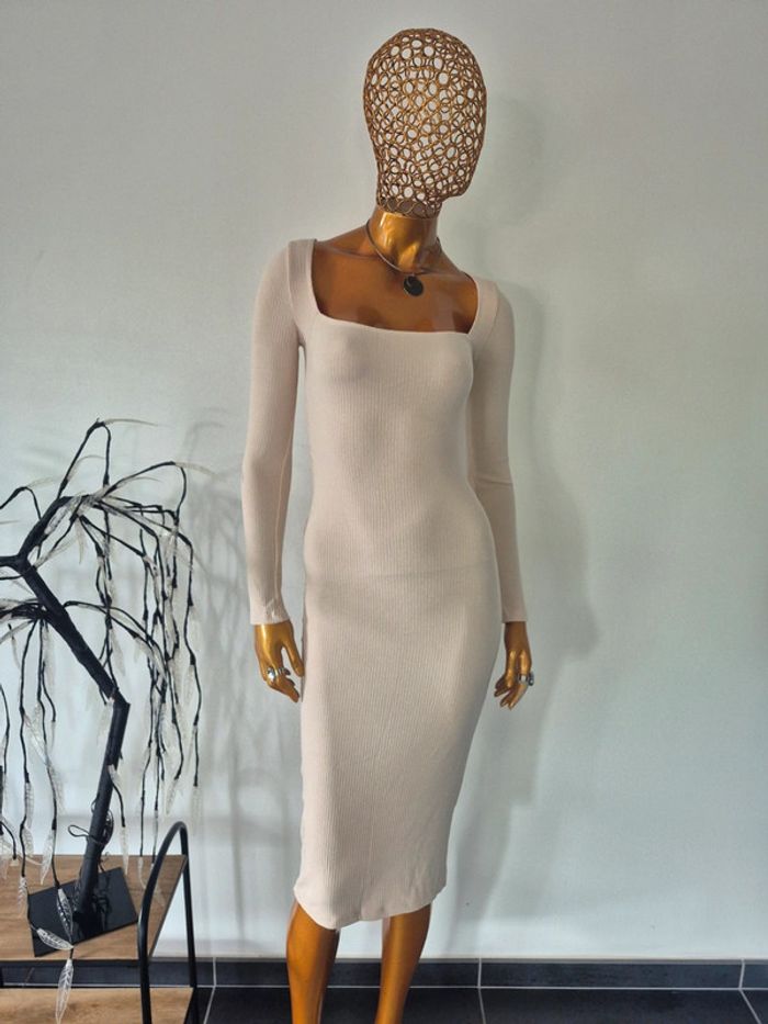 Robe Longue Avec Manches Longues Femme Crème