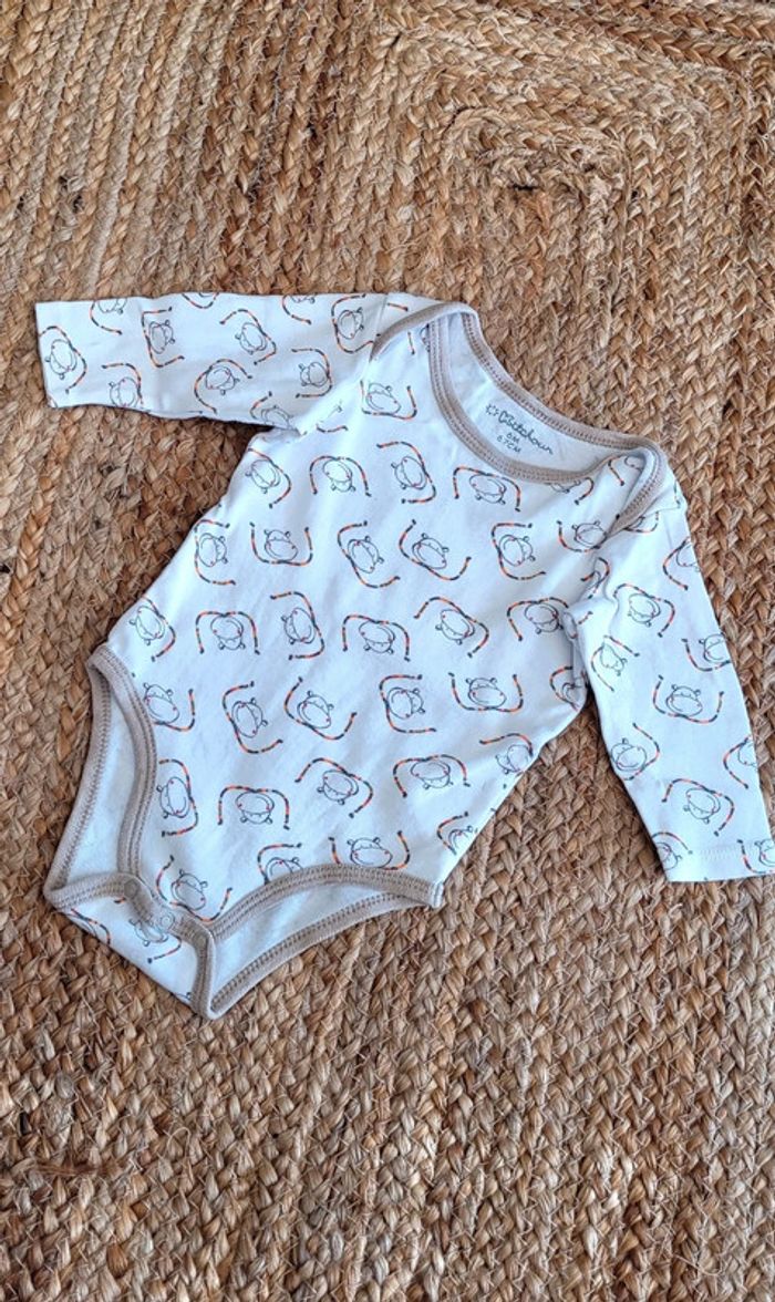 Body blanc et petits singes colorés Kitchoun 6mois