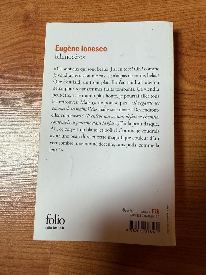 Livre rhinocéros d’Eugene Ionesco - photo numéro 3