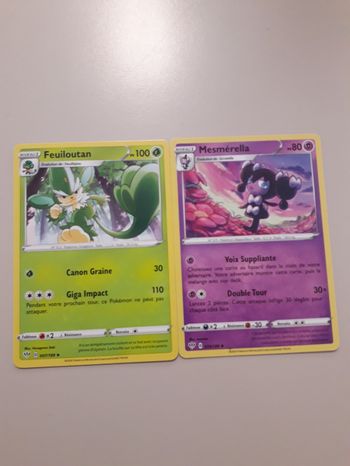Feuilloutan + Mesmérella lot de 2 cartes Pokémon neuves