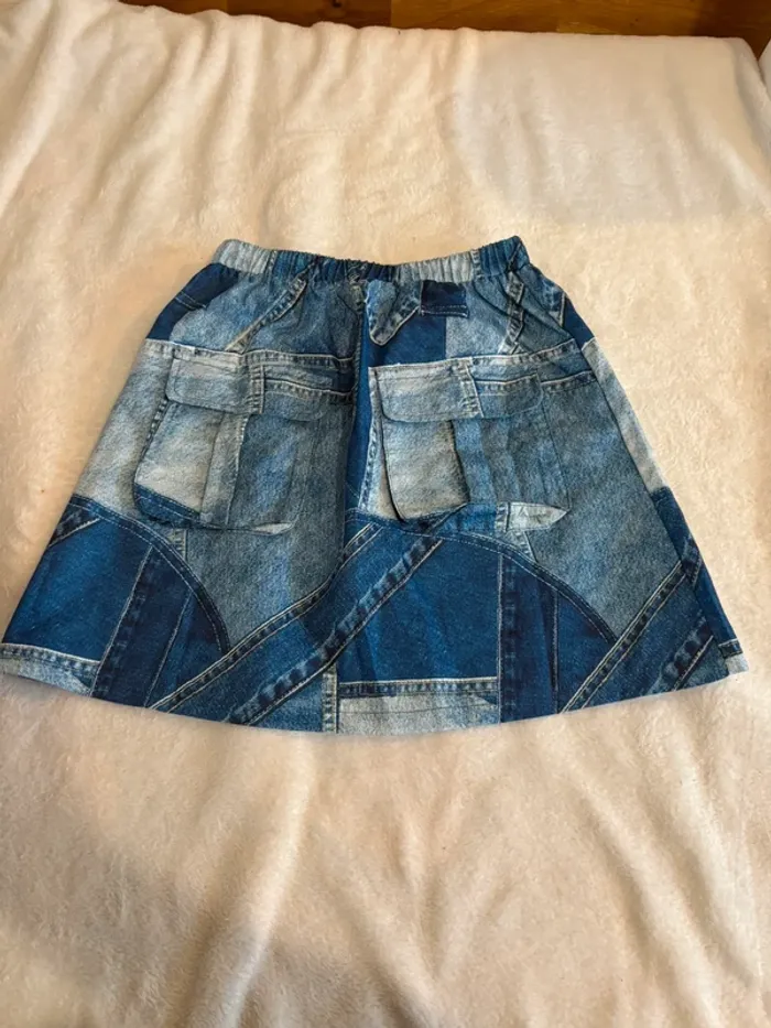 Jupe enfant effet patchwork jean – Shein, taille 9 ans - photo numéro 2