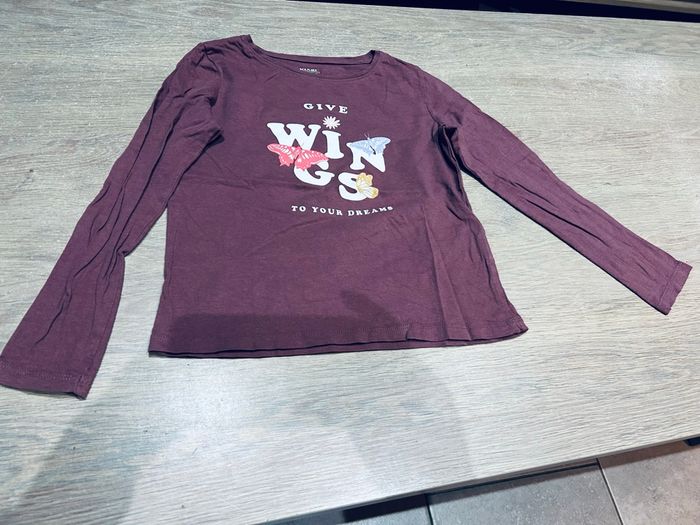 Teeshirt manches longues rose/violet motif fleurs 8