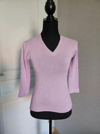 Pull col V et manches 3/4 Froggy lilas taille 1 / taille 36