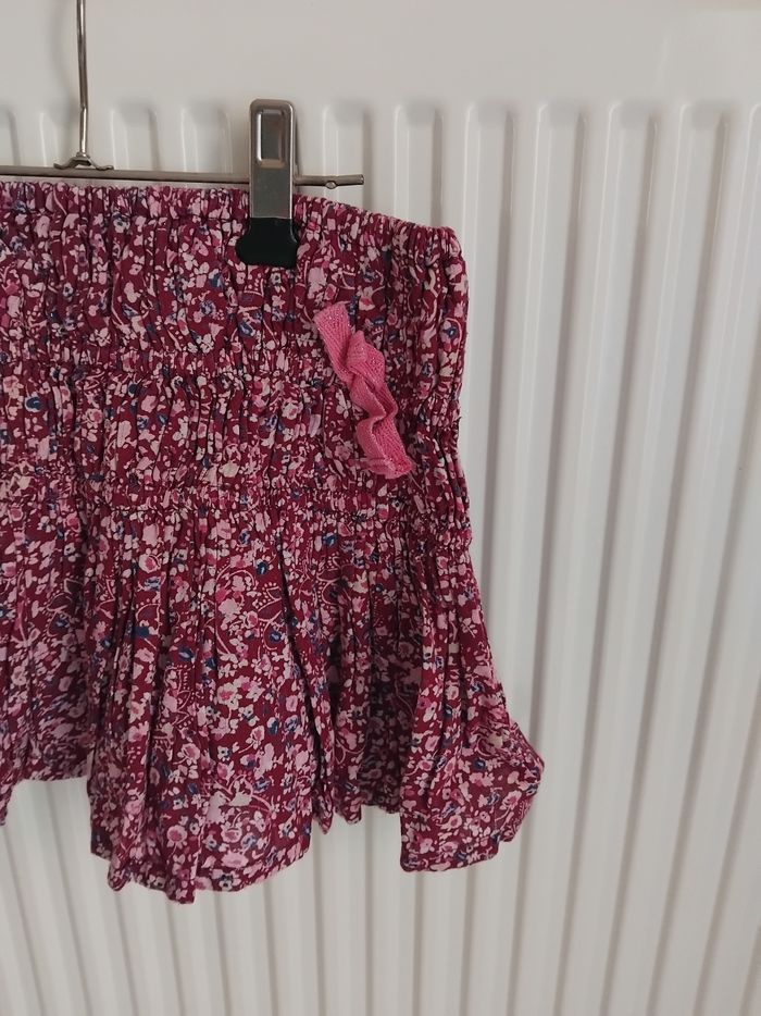 Jupe bordeaux à fleurs 4/5 ans tao - photo numéro 2