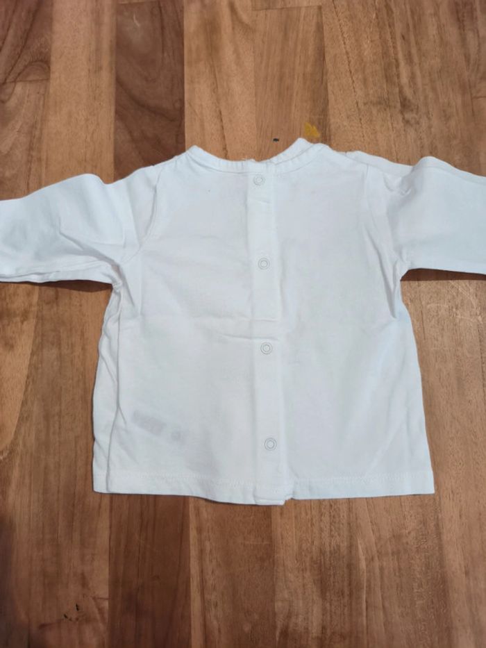 Lot de 2 t-shirts blancs manches longues 3mois Tex - photo numéro 2