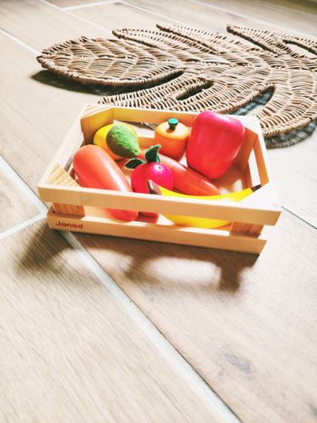 🍎Dinette petite cagette divers fruits et légumes en bois marque Janod