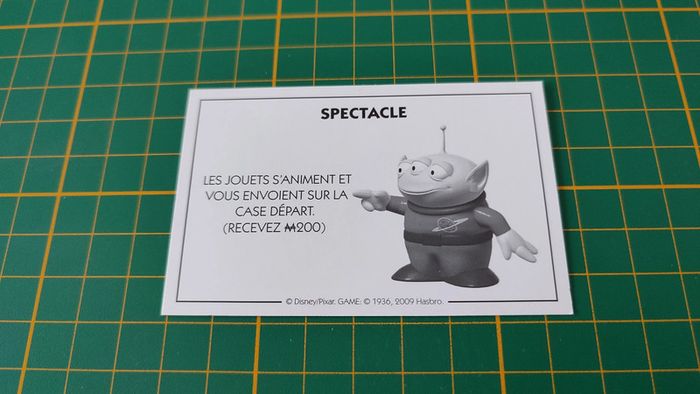 Carte spectacle Les jouets s'animent pièce jeu de société Monopoly Disney éditions Hasbro #B94