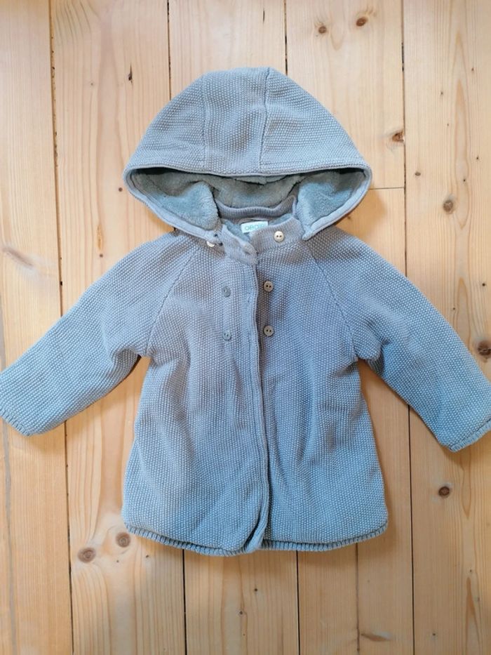 Manteau tricot gris argenté 12/18mois