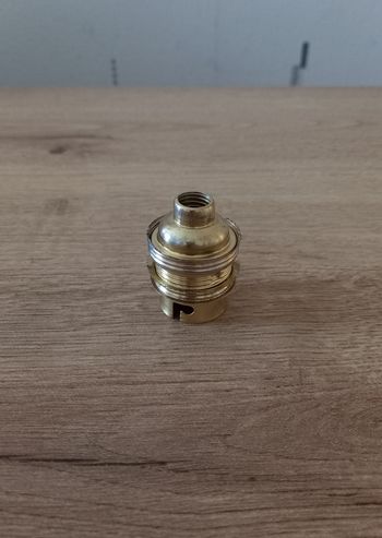 Douille B22 ancienne en acier laitonné et céramique +bague Abat-jour.