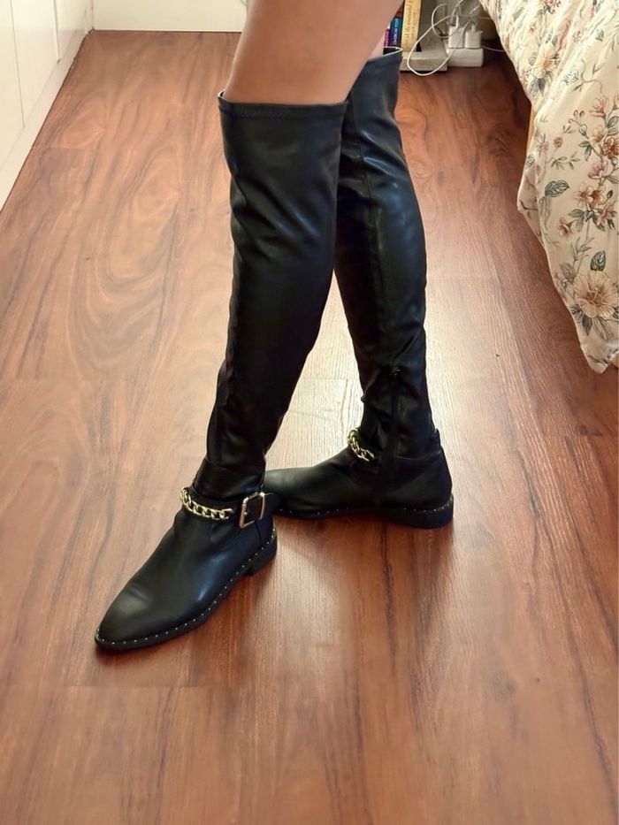 Bottes en cuir noires Zara - photo numéro 3