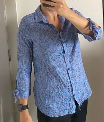Petite chemise bleue imprimé Badminton Esprit