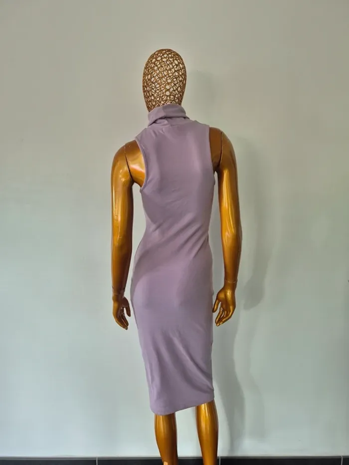 Robe Longue Col Roulé Lila Femme Taille M/38 - photo numéro 2