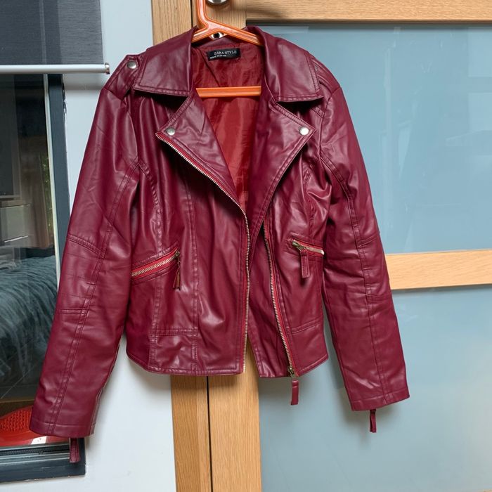 veste en cuir bordeau - photo numéro 2