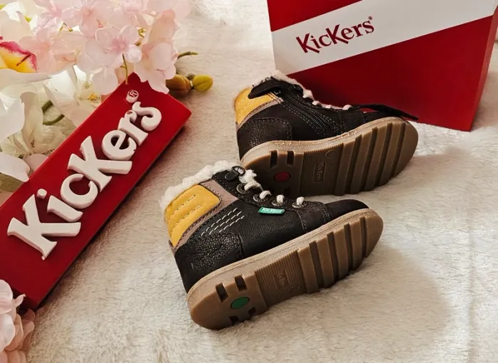 Bottes Bottines Cuir Zip Fourrées 1er pas 👣 Kickers T19 - photo numéro 2