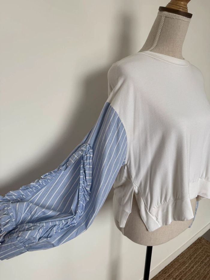 Sweat zara blouse haut chemise camicia t-shirt camisa Malia Overhemd folder Blusa Camicetta manche - photo numéro 4