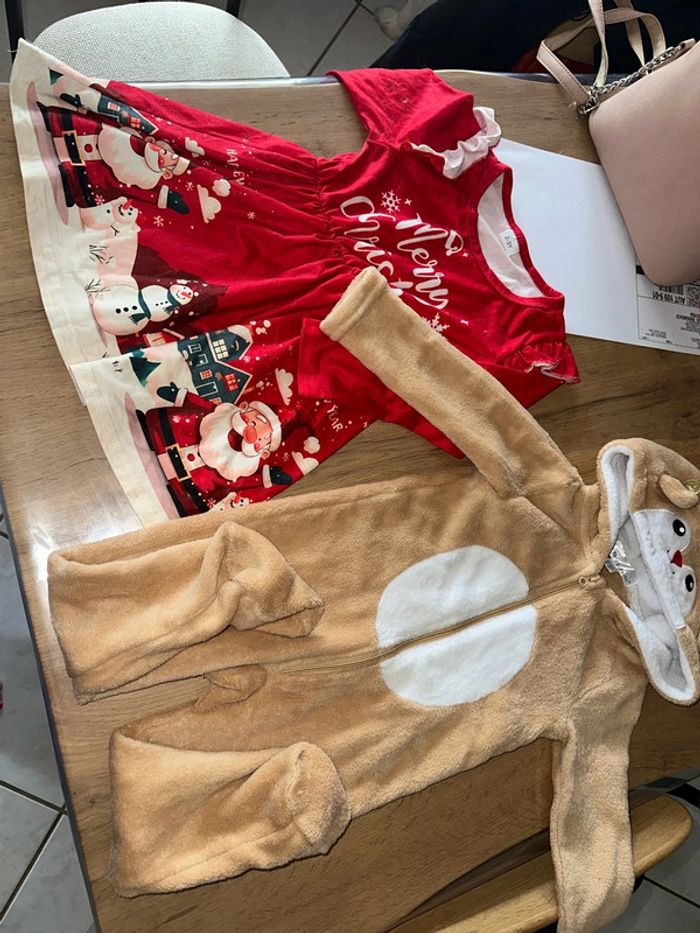Robe Noël et combinaison renne 23mois 2ans fille