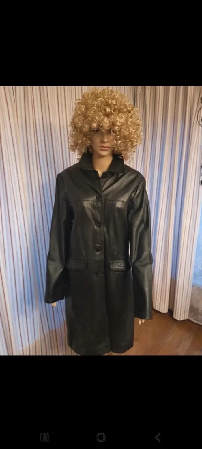 Manteau vintage cuir noir Authentic taille 42