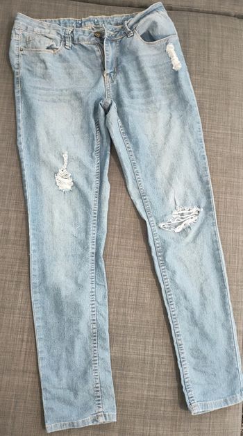 Jean slim pantalon destroy denim déchiré