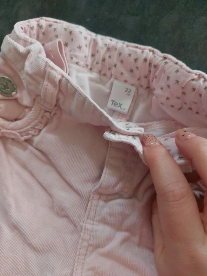 Pantalon rose velour cottelé - photo numéro 2