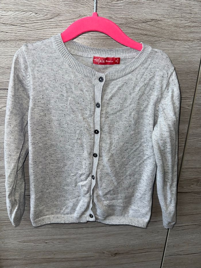 Gilet gris pailleté Tissaia Basics – Taille 5 ans (110 cm)