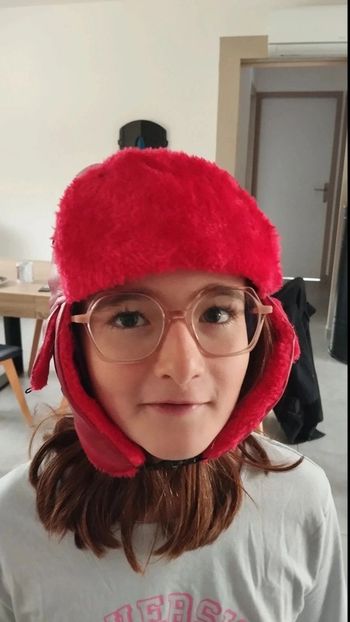 Chapeau style aviateur rouge enfant 52 cm