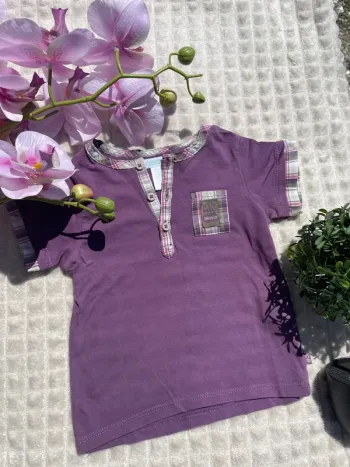 Polo manche courte violet - 6/9 mois