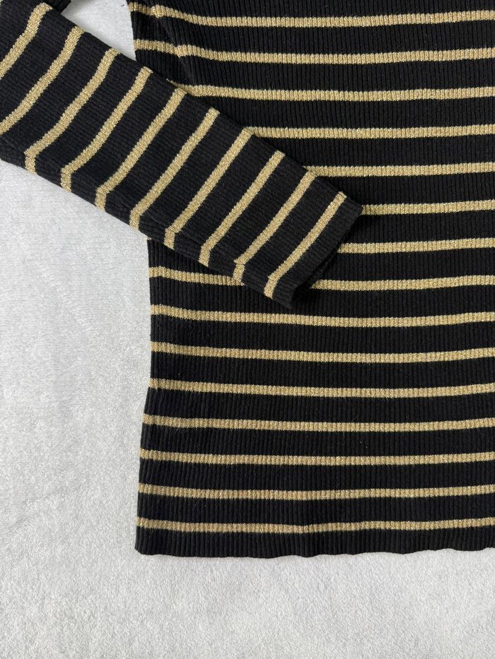 Pull à col roulé Ralph Lauren Femme Taille S Rayé Noir et Jaune, Parfait État - photo numéro 9