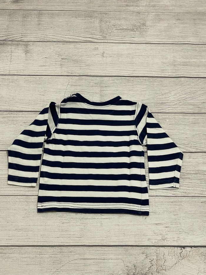 Grain de blé - T shirt - rayure bleu marine et blanche - 12 mois - photo numéro 3