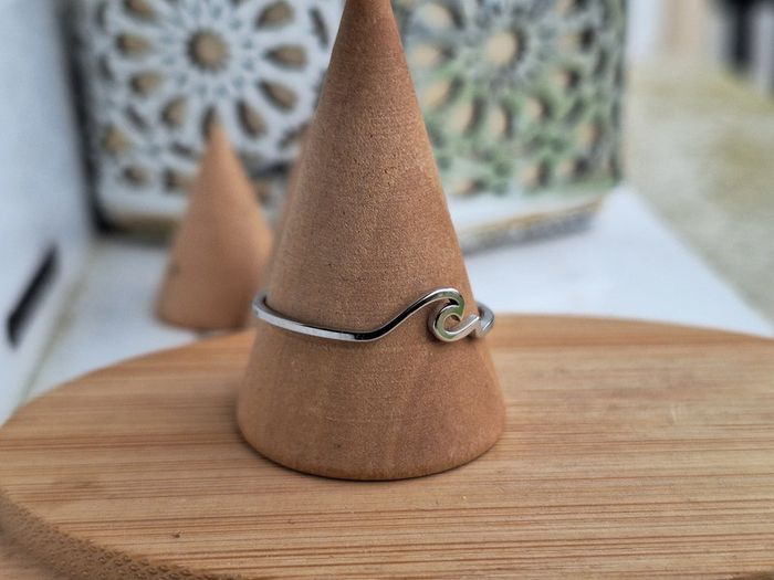 Bague argentée motif vague en Acier inoxydable, avec un design Minimaliste pour l'été - photo numéro 2