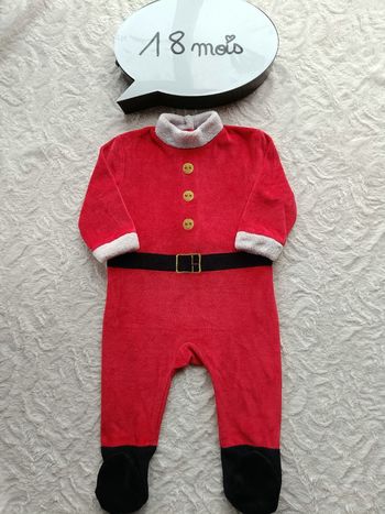 Pyjama grenouillère velours Garçon 18 mois Père Noël Kiabi