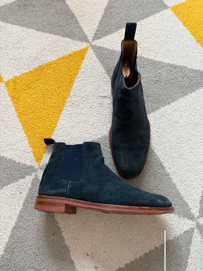Bottines en cuir Finsbury bleu marine Taille 41 - photo numéro 3