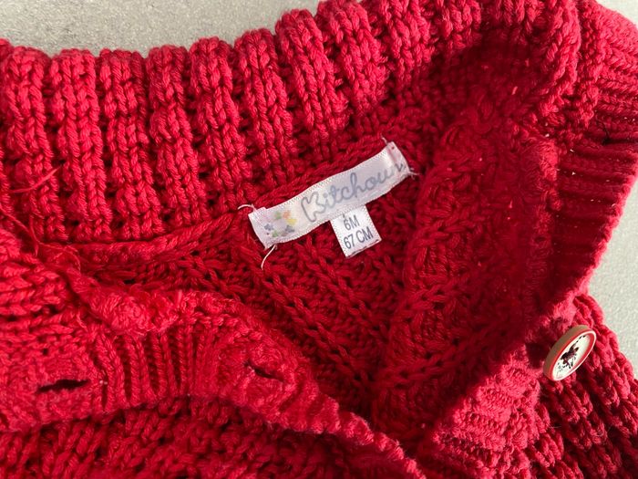 Poncho cape rouge bébé 6 mois - photo numéro 2